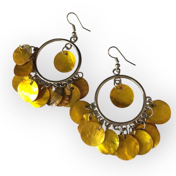 Glowing yellow accent boho dangle earrings - Picture 1 of 11
